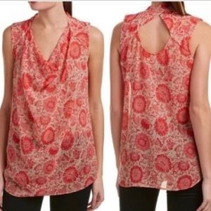 Cabi #5037 Vita Sleeveless Top Cutout Back Floral Medium Sheer